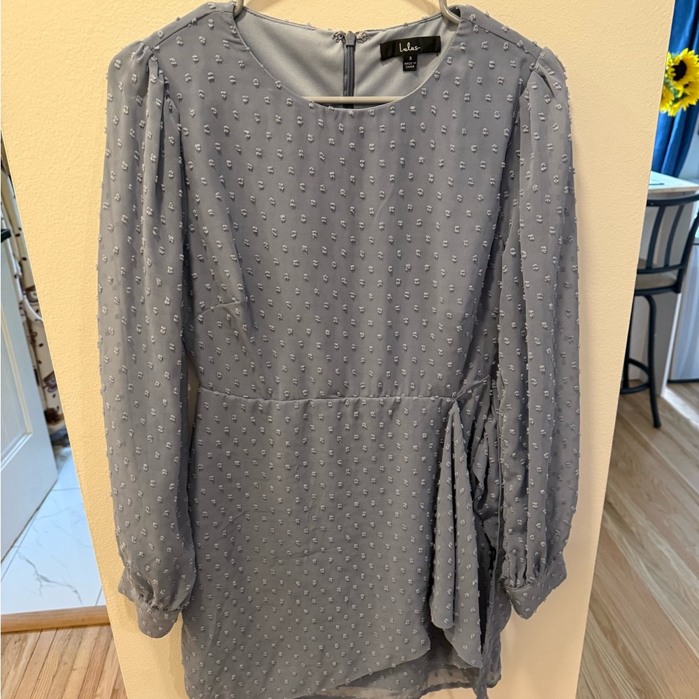 Lulu's Elegant Long Sleeve Blue Dress
